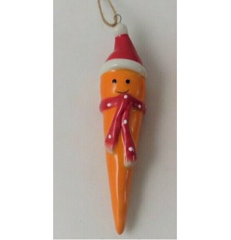 A quirky carrot shaped decoration, perfect for any fun themed tree at Christmas 