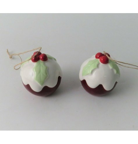 A quirky christmas pudding shaped decoration, perfect for any fun themed tree at Christmas 