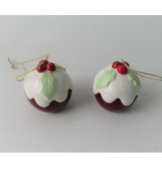 A charming little hanging Christmas pudding decoration, perfect for any tree at Christmas 