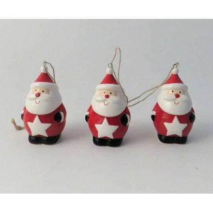 White and Red Santa With Star Hanger 