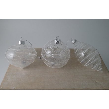 Spun Glass Baubles, 8cm 
