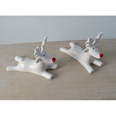 White Laying Reindeer, 9cm