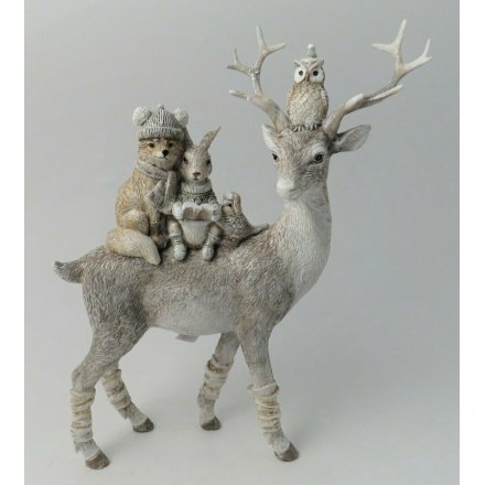 Standing Reindeer and Friends Figure, 25cm 