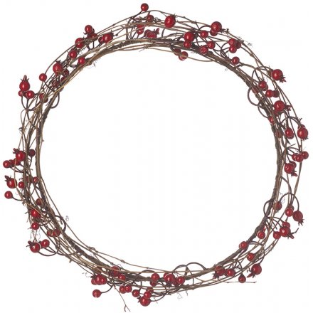 Woven Red Berry Wreath, 43cm 