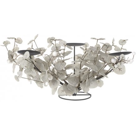 3 Space Grey and Glitter Foliage Candle Stand 