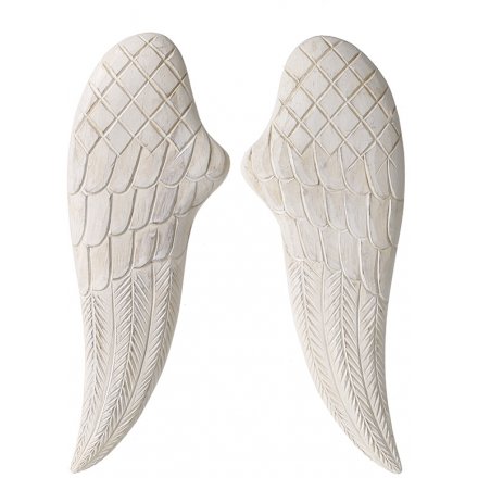 Pair of Wood Angel Wings, 30cm 