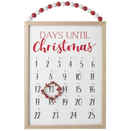 Red and White Countdown Plaque, 40cm 