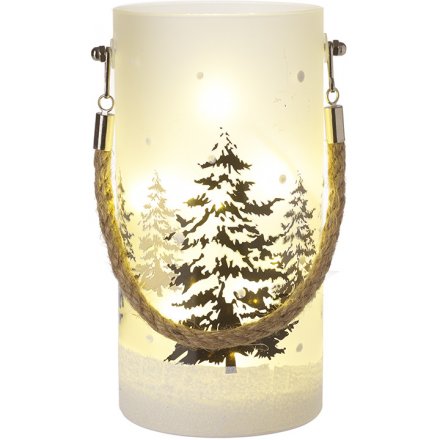 Snowy Scene LED Display With Handle, 20cm 