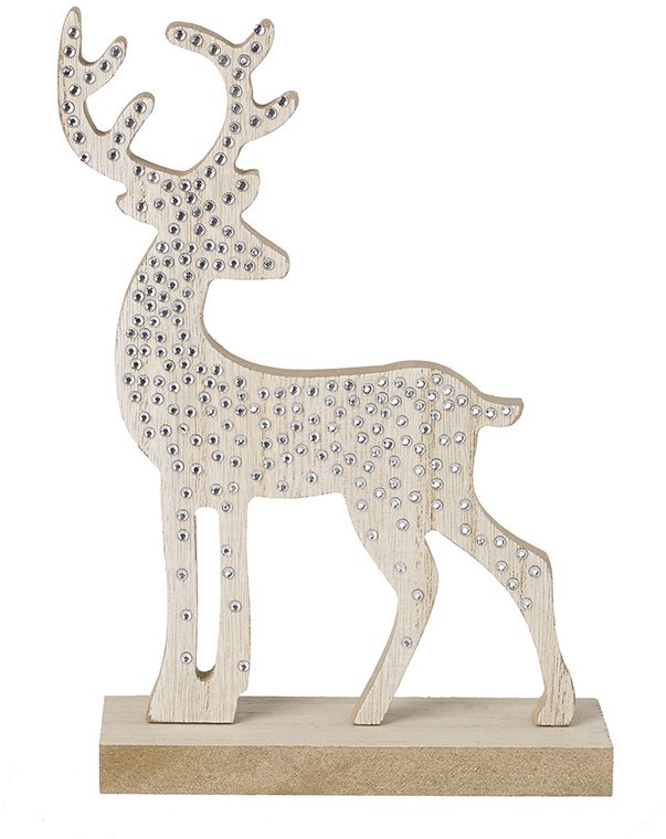 Standing Wooden Gem Stag Christmas Decorations / Decorative