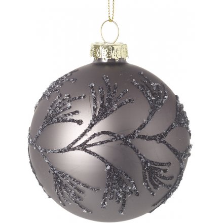 Purple and Glitter Glass Bauble 