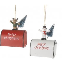 these little red and white post box hangers are sure to add a festive and fun feel to your tree display! 