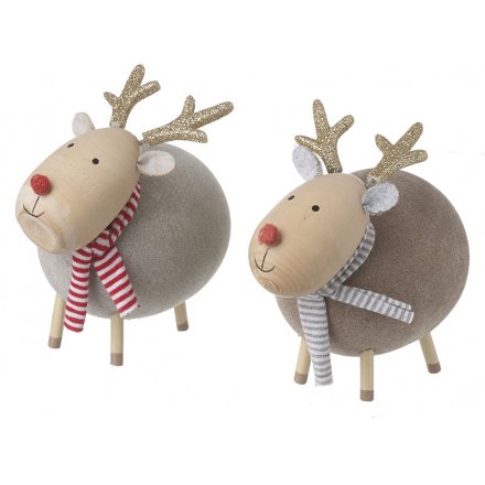 Reindeer In Scarves Decorations, 14cm 