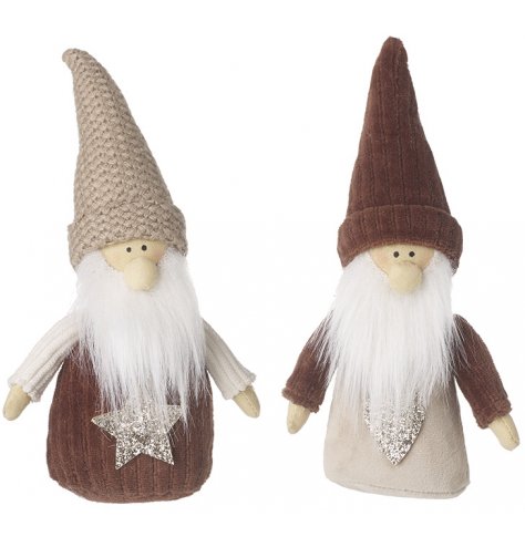 A mix of 2 fabric gonks with knitted hats and Faun colour tones, trendy characters for any home 
