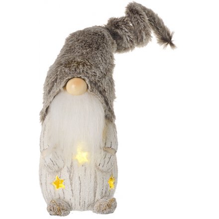 Standing Gonk With Faux Fur Hat and LEDs, 35cm 