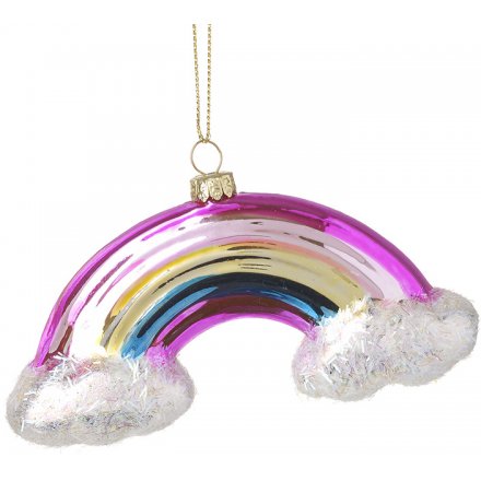 Rainbow Glitter Bauble, 12cm 