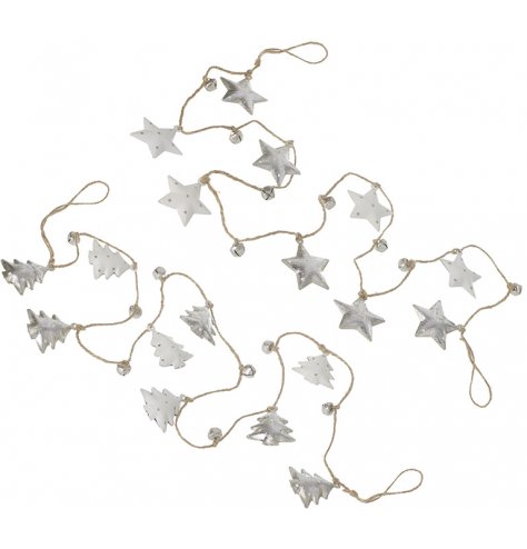 A mix of star and tree shaped string garlands, perfectly complete with jingling bells for a festive feature 