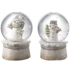 An assortment of mini snow globes, each filled with a delightful snowman and flurry of snow to surround 