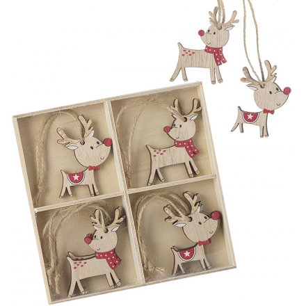 Red Reindeer Character Hangers 13cm, Set of 8 