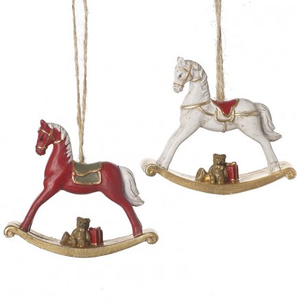 Festive Rocking Horse Hangers, 8cm 