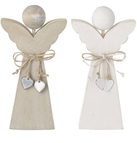 A mix of natural wood and white toned wooden angel blocks with minimal detailing 
