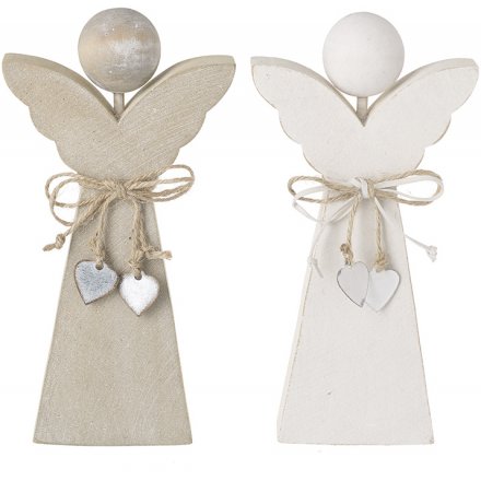 Simplistic Wood Angels, 20cm 
