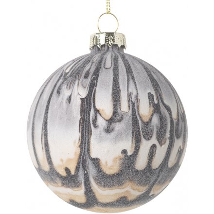 Grey and Taupe Drip Ombre Bauble 