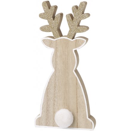 Wooden Sitting Reindeer 20cm