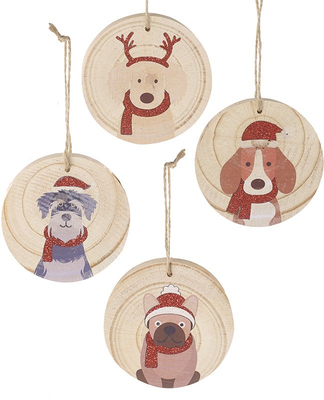CODD733 / Assorted Dog Illustrated Hangers, 8cm 54598 Christmas