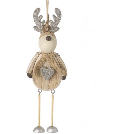 Wooden Dangly Reindeer, 18cm 
