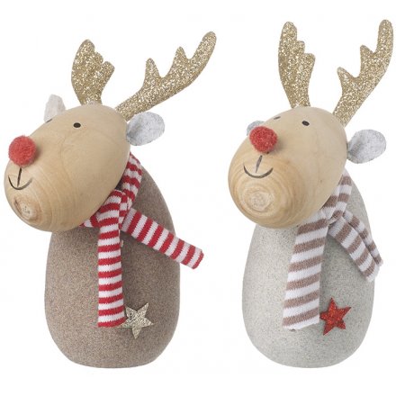 Reindeer Characters With Glitter Antlers, 11cm 