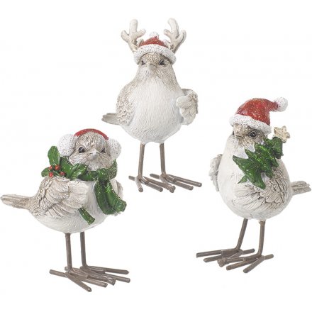 Standing Christmas Birds, 7cm 