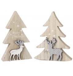 Wooden Freestanding Trees With Deer Ornament