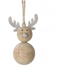Silver & Wood Reindeer Hanging Decoration