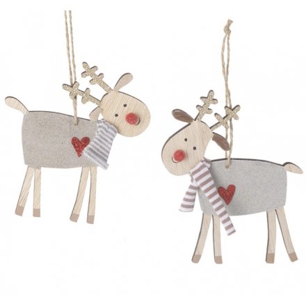 Hanging Reindeer Decorations, 10cm 