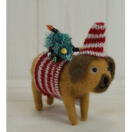 Woollen Dog In Knitted Jumper,9cm 