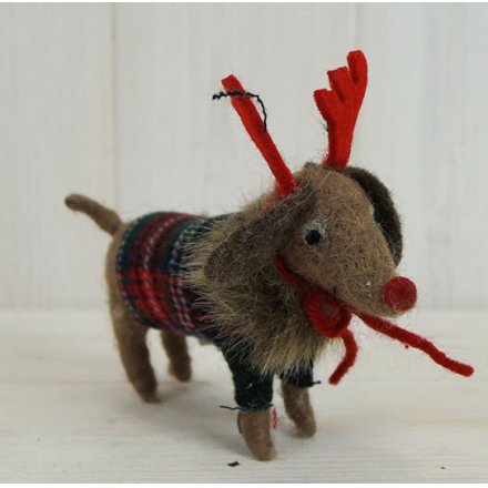 Woollen Dog With Antlers 