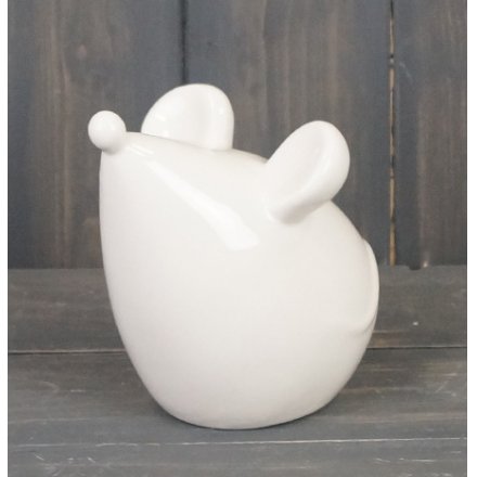 Medium Ceramic Mouse, White 