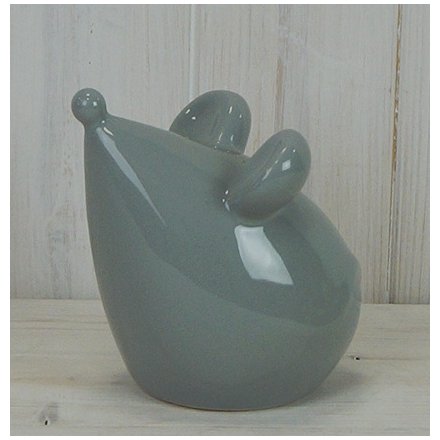 12cm Ceramic Mouse, Grey 