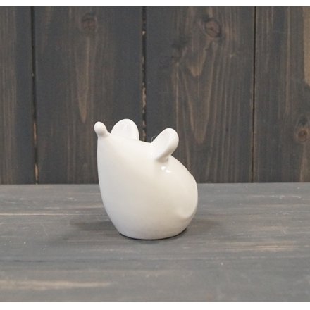 7cm Ceramic Mouse, White  