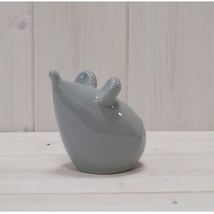 7cm Ceramic Hanging Mouse, Grey 