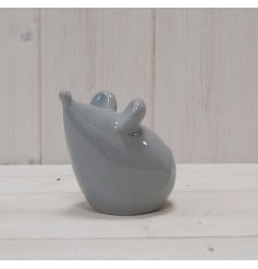 Perfect for placing within any home and providing a simplistic charm, a small ceramic mouse with a grey glazing 