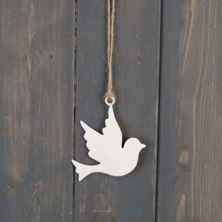 Simple White Dove Hanger, 8cm 