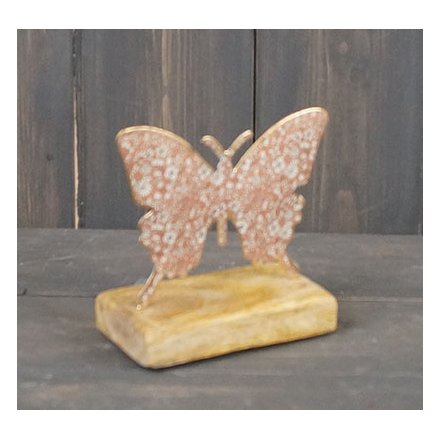 12cm Pink Butterfly on Base 