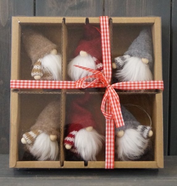 Set of 6 Hanging Gonks Christmas Decorations / Gonks Noël & Co