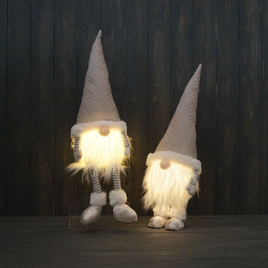 Large LED Bearded Gonk, Cream Christmas Decorations / Light Up