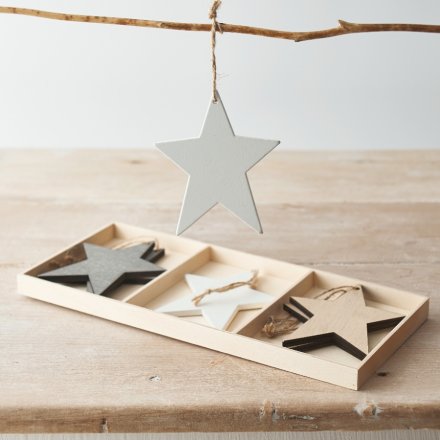  A Sleek and simple set of star cut decorations with jute string for hanging 
