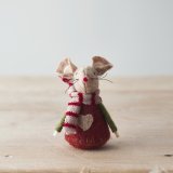  A sweet little fabric mouse decoration with a beige tone and little red felt jumper with heart touch 