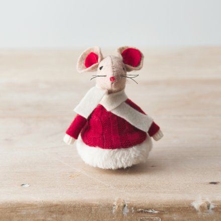 Mouse Decoration with Red Jumper, 9cm