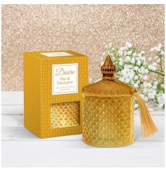 stunning yellow and gold toned diamond ridge diffuser filled with a festive scented wax 