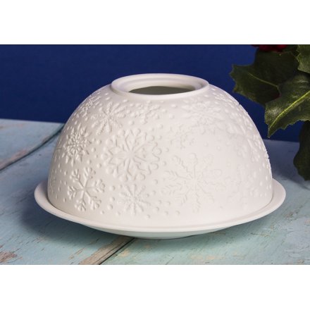 Ceramic Tlight Dome, Snowflakes 